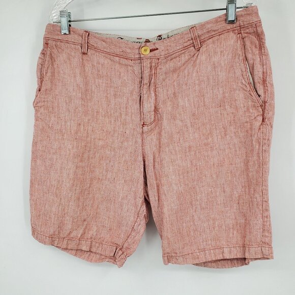 Tommy Bahama 100% Linen Burnt Red Striped Men's Island Resort Vacation Shorts 36 - Picture 1 of 6